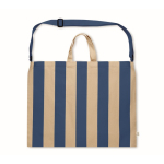 Sac de plage à rayures verticales avec anses et bandoulière ajustable couleur bleu roi quatrième vue