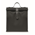 Sac isotherme roll-top en polyester avec anse et fermeture en cuir couleur noir deuxième vue