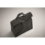 Sac isotherme roll-top en polyester avec anse et fermeture en cuir couleur noir cinquième vue photographique