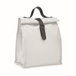 Sac isotherme roll-top en polyester avec anse et fermeture en cuir couleur blanc