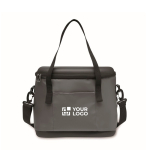 Sac isotherme en toile avec ouverture sur le dessus 40 L couleur gris foncé vue avec zone d'impression