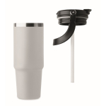 Gobelet à double paroi avec paille, bec et anse de transport 850 ml couleur blanc