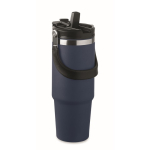 Gobelet à double paroi avec paille, bec et anse de transport 850 ml couleur bleu marine