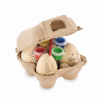 Set de 4 œufs de Pâques en bois à peindre avec aquarelles couleur bois