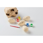 Set de 4 œufs de Pâques en bois à peindre avec aquarelles couleur bois cinquième vue photographique