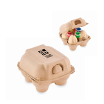 Set de 4 œufs de Pâques en bois à peindre avec aquarelles couleur bois vue avec zone d'impression