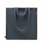 Sac de courses à anses courtes avec poche latérale 380 g/m² couleur bleu deuxième vue