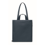 Sac de courses à anses courtes avec poche latérale 380 g/m² couleur bleu troisième vue