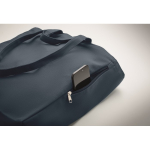 Sac de courses à anses courtes avec poche latérale 380 g/m² couleur bleu troisième vue photographique