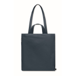 Sac de courses à anses courtes avec poche latérale 380 g/m² couleur bleu quatrième vue