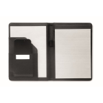 Porte-documents avec compartiments et pages lignées à l'intérieur A5 couleur noir quatrième vue