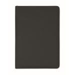 Porte-documents avec compartiments et pages lignées à l'intérieur A5 couleur noir huitième vue
