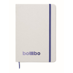 Carnet avec bande élastique et marque-page coloré, pages lignées A5 couleur bleu quatrième vue principale