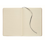 Carnet en carton avec bande et marque-page coloré, pages lignées A5 couleur noir deuxième vue
