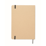 Carnet en carton avec bande et marque-page coloré, pages lignées A5 couleur noir cinquième vue