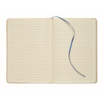 Carnet en carton avec bande et marque-page coloré, pages lignées A5 couleur bleu deuxième vue