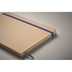 Carnet en carton avec bande et marque-page coloré, pages lignées A5 couleur bleu deuxième vue photographique
