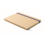 Carnet en carton avec bande et marque-page coloré, pages lignées A5 couleur bleu sixième vue
