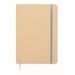 Carnet en carton avec bande et marque-page coloré, pages lignées A5 couleur argenté