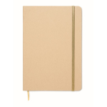 Carnet en carton avec bande et marque-page coloré, pages lignées A5 couleur doré