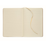 Carnet en carton avec bande et marque-page coloré, pages lignées A5 couleur doré deuxième vue