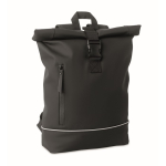 Sac à dos roll-top bande réfléchissante imperméable 15 pouces couleur noir