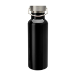 Bouteille en acier inoxydable recyclé idéale pour l’eau 500 ml couleur noir deuxième vue frontale