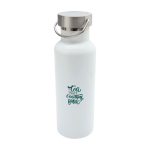 Bouteille en acier inoxydable recyclé idéale pour l’eau 500 ml couleur blanc vue avec impression sérigraphique