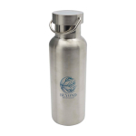 Bouteille en acier inoxydable recyclé idéale pour l’eau 500 ml couleur argenté vue avec impression sérigraphique