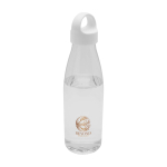 Gourde en plastique recyclé avec logo et poignée de transport 800 ml couleur transparent vue avec impression sérigraphique