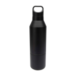 Bouteille isotherme en inox recyclé avec gobelet amovible 600ml couleur noir deuxième vue frontale