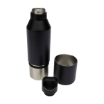 Bouteille isotherme en inox recyclé avec gobelet amovible 600 ml couleur noir troisième vue