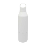 Bouteille isotherme en inox recyclé avec gobelet amovible 600ml couleur blanc deuxième vue frontale