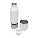 Bouteille isotherme en inox recyclé avec gobelet amovible 600ml couleur blanc troisième vue