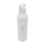 Bouteille isotherme en inox recyclé avec gobelet amovible 600ml couleur blanc vue impression avec logo 2
