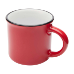 Tasse en céramique vintage avec bord noir 240 ml couleur rouge deuxième vue frontale