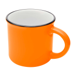 Tasse en céramique vintage avec bord noir 240 ml couleur orange deuxième vue frontale