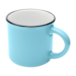 Tasse en céramique vintage avec bord noir 240 ml couleur bleu pastel deuxième vue frontale