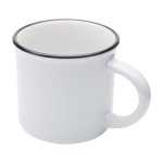 Mug en céramique sublimable vintage avec bord noir 240 ml couleur blanc deuxième vue frontale