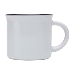 Mug en céramique sublimable vintage avec bord noir 240 ml couleur blanc vue latérale