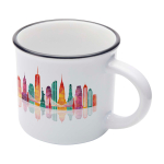 Mug en céramique sublimable vintage avec bord noir 240 ml couleur blanc