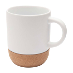 Mug en céramique à sublimation avec base en liège 300 ml couleur blanc deuxième vue frontale