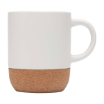 Mug en céramique à sublimation avec base en liège 300 ml couleur blanc vue latérale