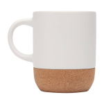 Mug en céramique à sublimation avec base en liège 300 ml couleur blanc deuxième vue latérale