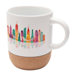 Mug en céramique à sublimation avec base en liège 300 ml couleur blanc