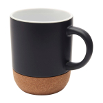 Mug en céramique avec finition mate et base en liège 300 ml couleur noir deuxième vue frontale