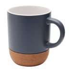 Mug en céramique avec finition mate et base en liège 300 ml couleur bleu pétrole deuxième vue frontale
