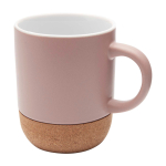 Mug en céramique avec finition mate et base en liège 300 ml couleur rose pastel deuxième vue frontale