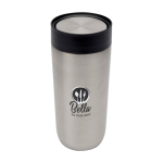 Thermos en acier inoxydable avec ouverture par bouton poussoir 350ml couleur argenté vue avec impression sérigraphique