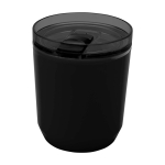Mug isotherme en plastique recyclé avec design simple 180 ml couleur noir deuxième vue frontale